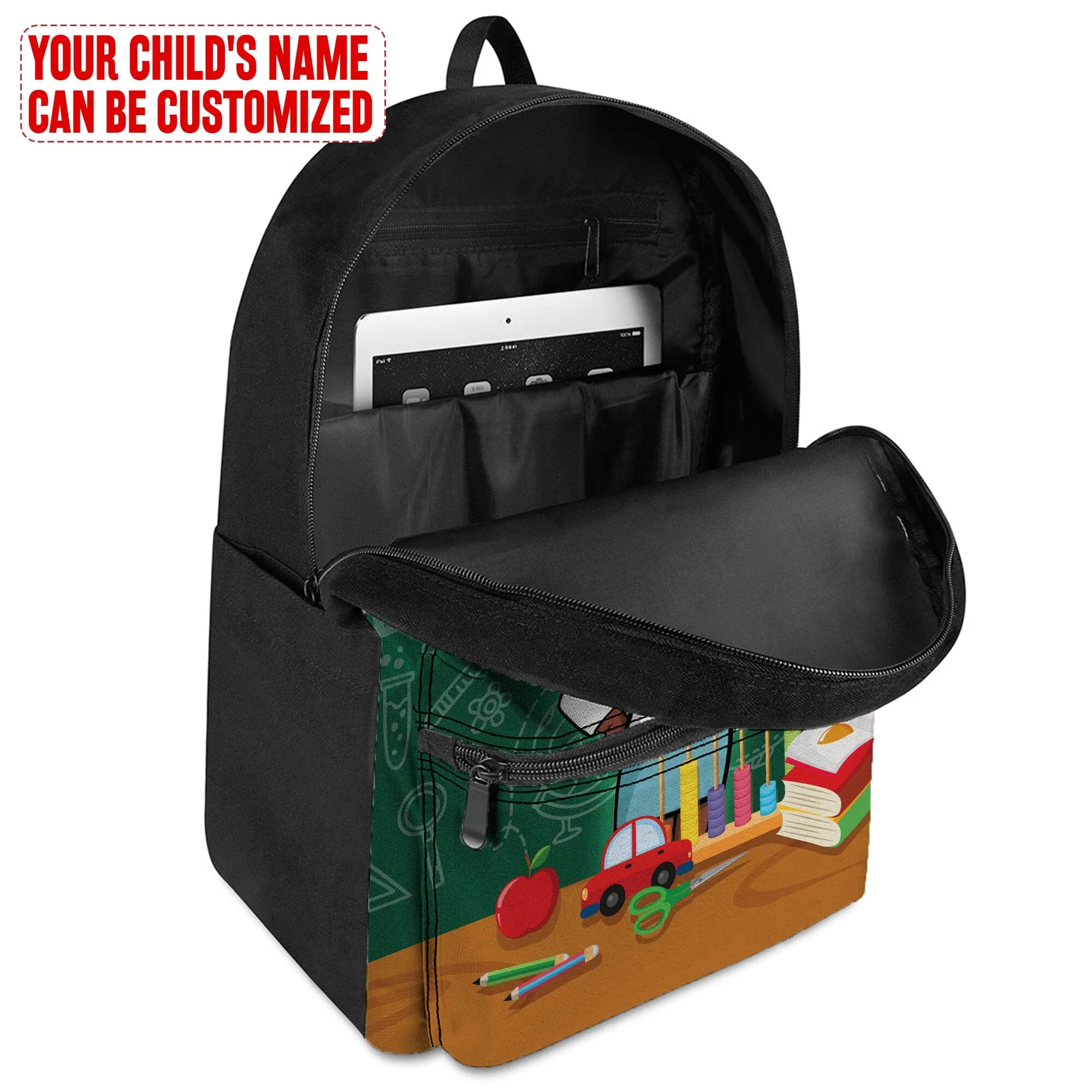 Personalized Little Afro Teacher Kid Backpack And Lunch Bag Set