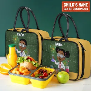 Personalized Little Cute Afro Scientist Lunch Bag For Kids (Without Containers)