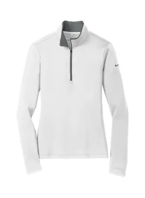 Personalized Nike Women&#x27;s White / Dark Grey Dri-FIT Half-Zip Custom Logo