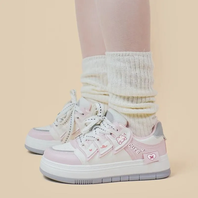 Pretty Pastel Cute Bunny Casual Sneakers - Women's