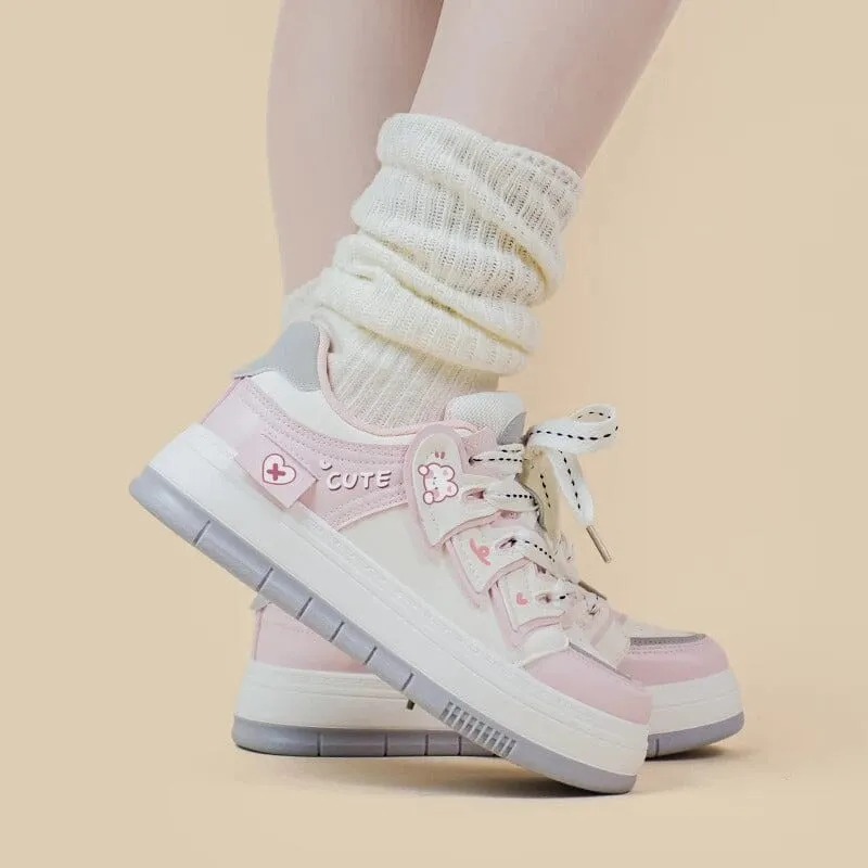 Pretty Pastel Cute Bunny Casual Sneakers - Women's