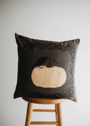 Primitive Dark Crow Pumpkin Pillow Cover |  Thanksgiving Décor | Farmhouse Pillows | Country Decor | Fall Throw Pillows | Cute Throw Pillows