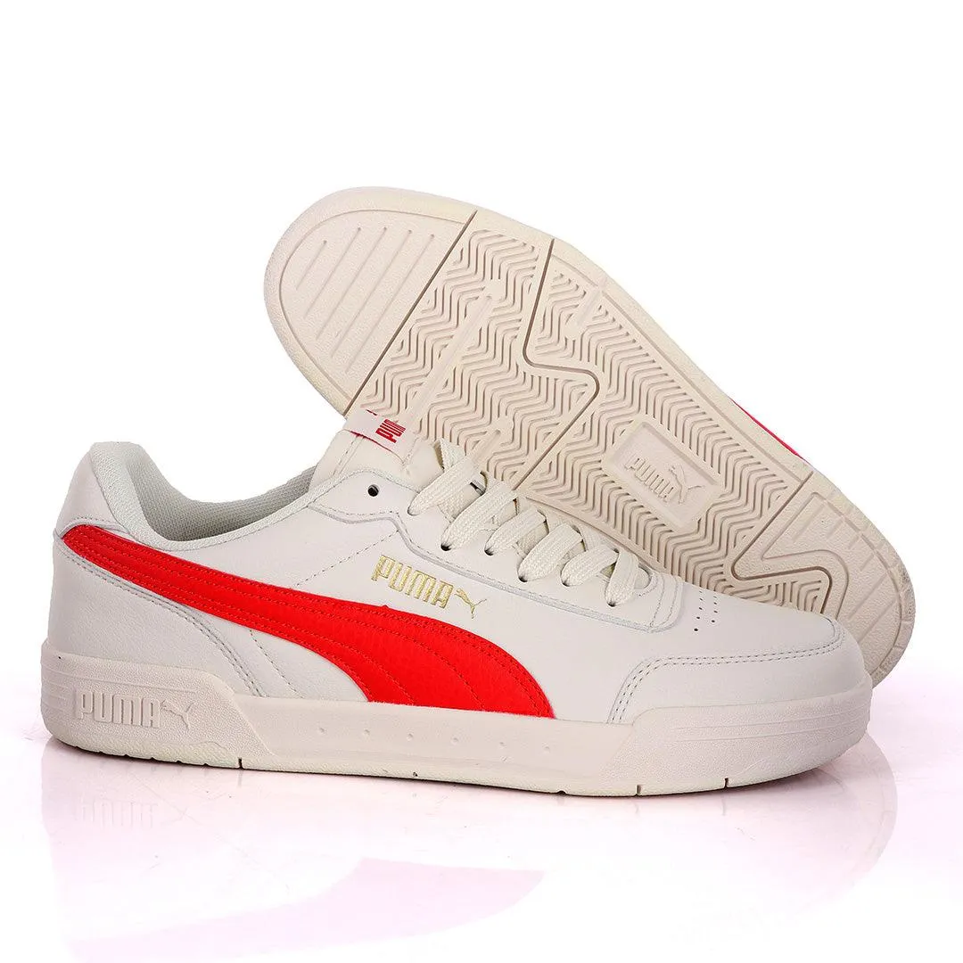 Puma Soft Foam Optimal Comfort Off-White And Red Leather Sneakers