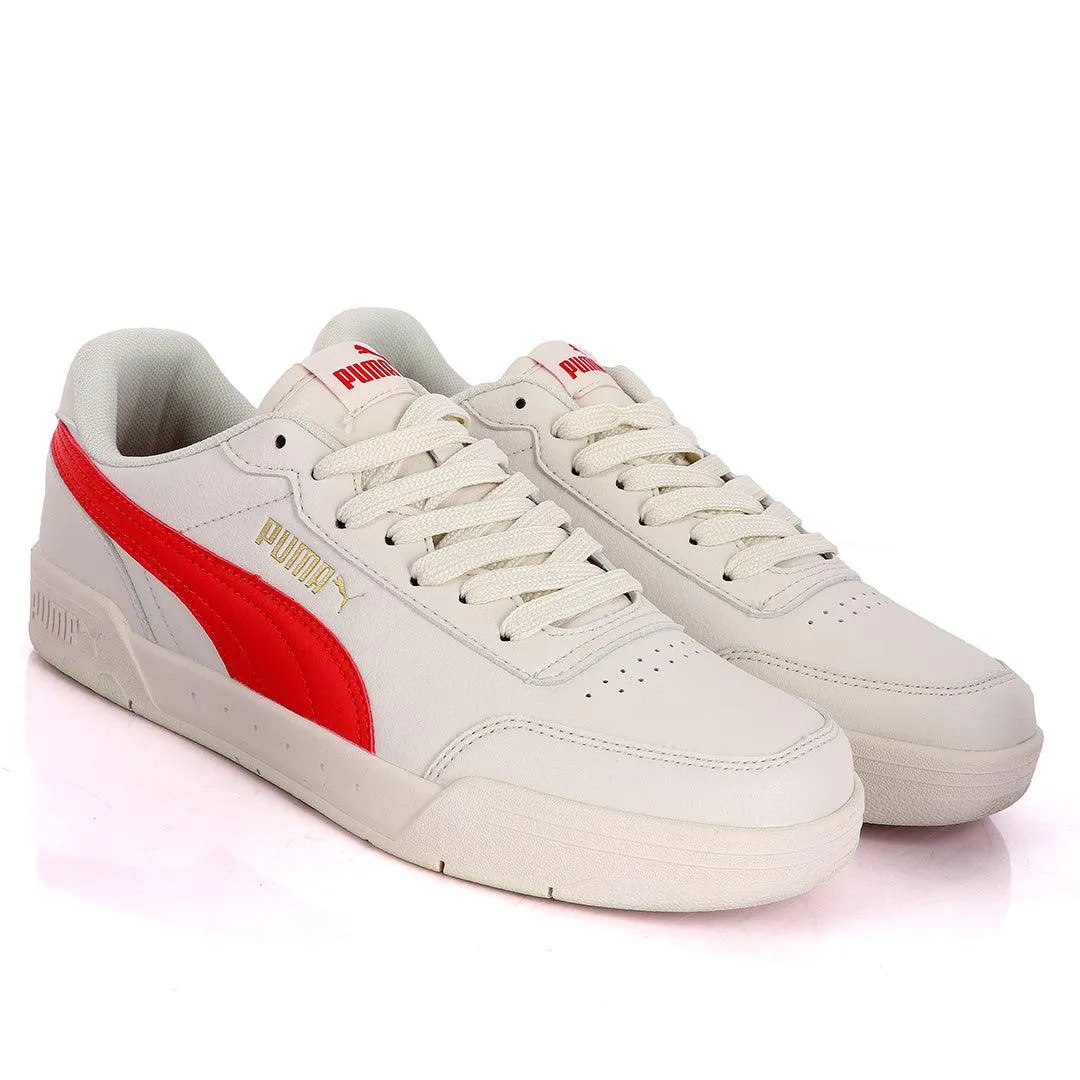 Puma Soft Foam Optimal Comfort Off-White And Red Leather Sneakers