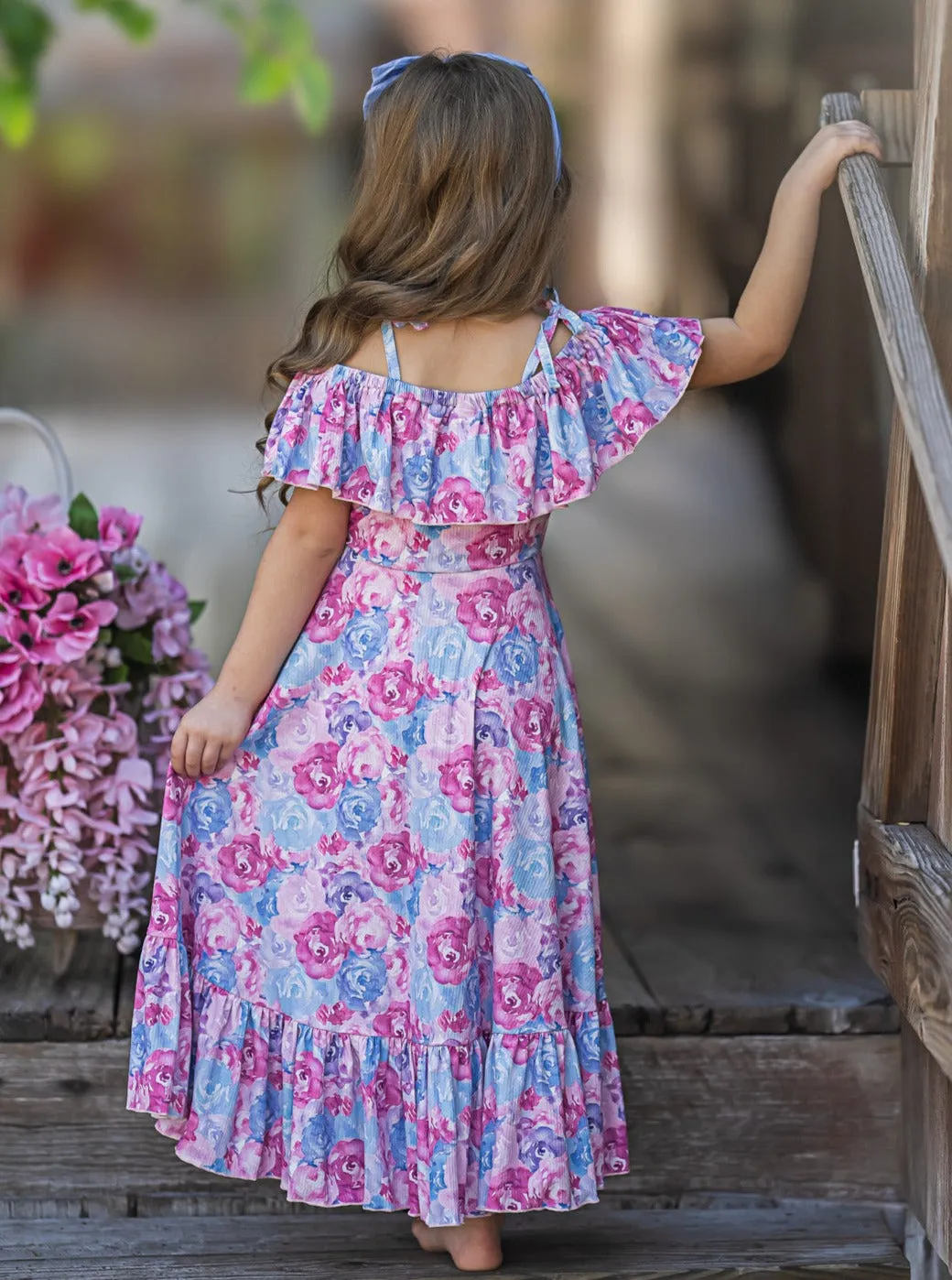 Radiant Roses Hi-Lo Ruffle Dress