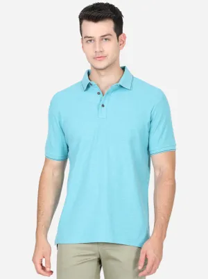 River Blue Solid Slim Fit Polo T-Shirt | JadeBlue