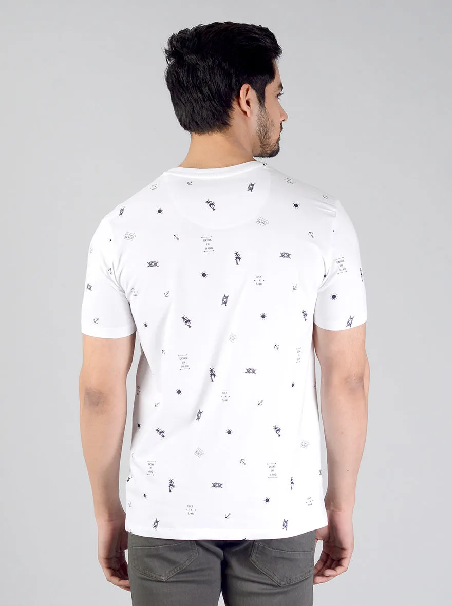 Snow White Printed Slim Fit T-shirt | JadeBlue