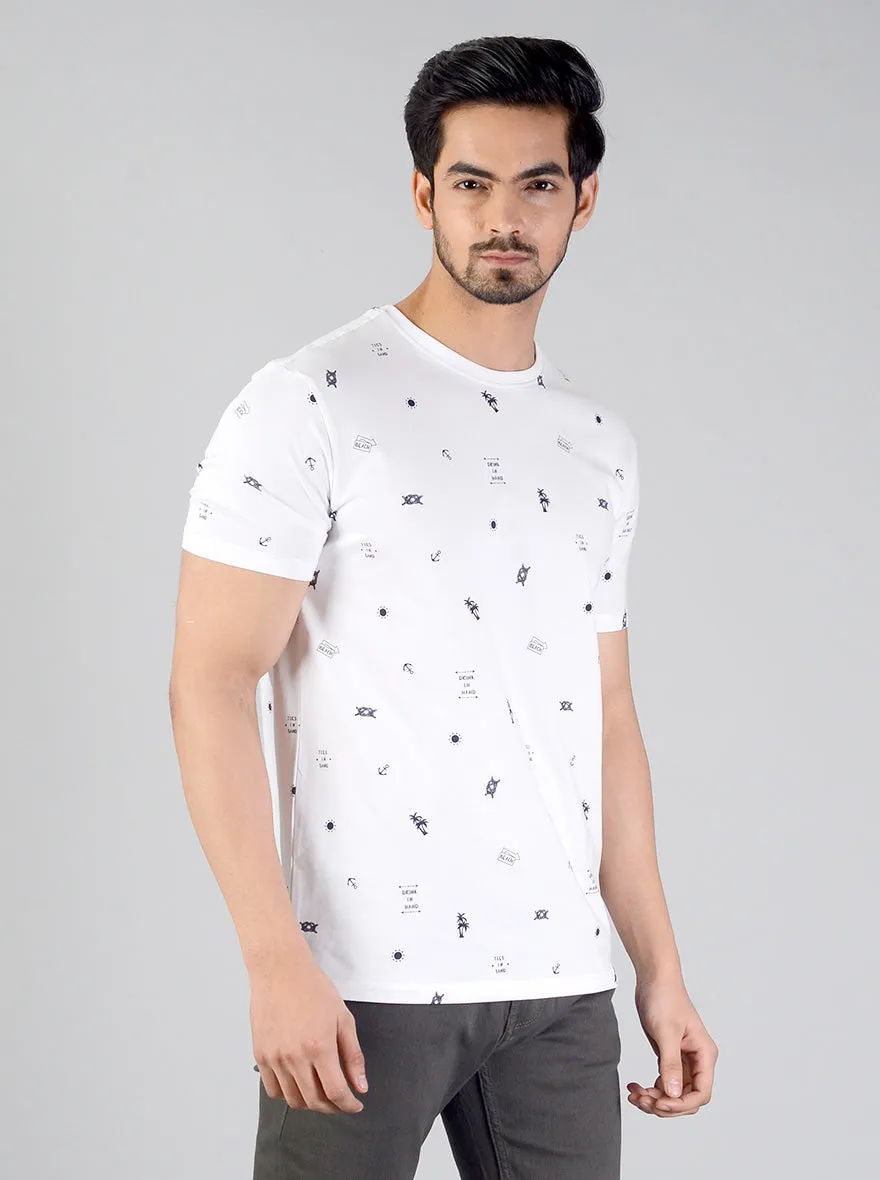 Snow White Printed Slim Fit T-shirt | JadeBlue