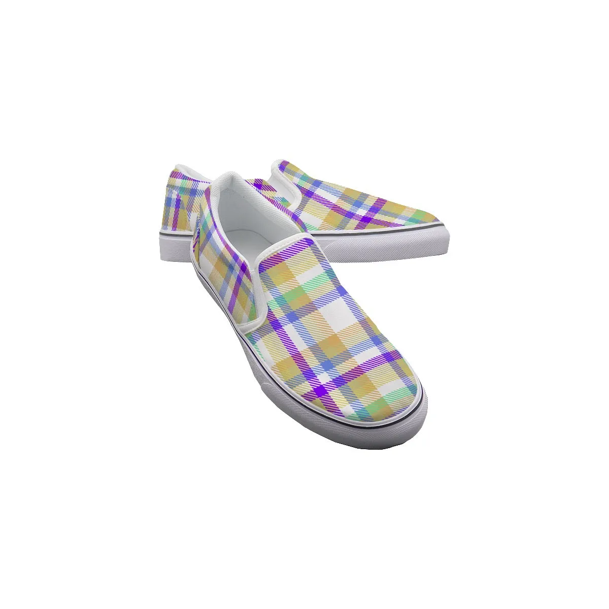 So#9 Men's Slip On Sneakers, multicolored plaid