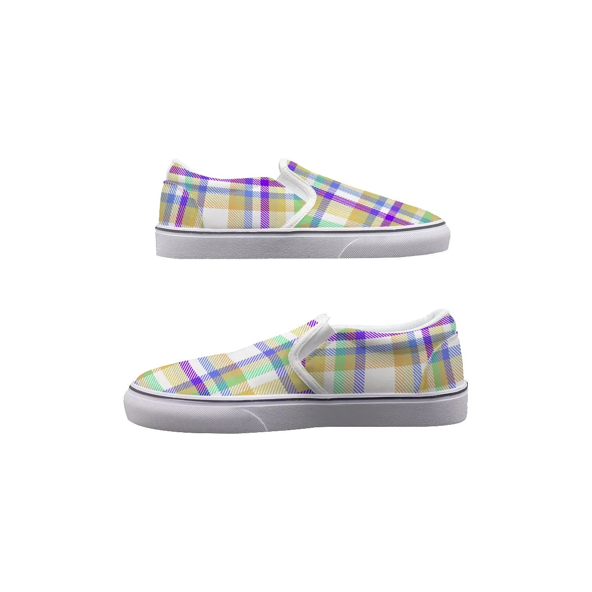 So#9 Men's Slip On Sneakers, multicolored plaid