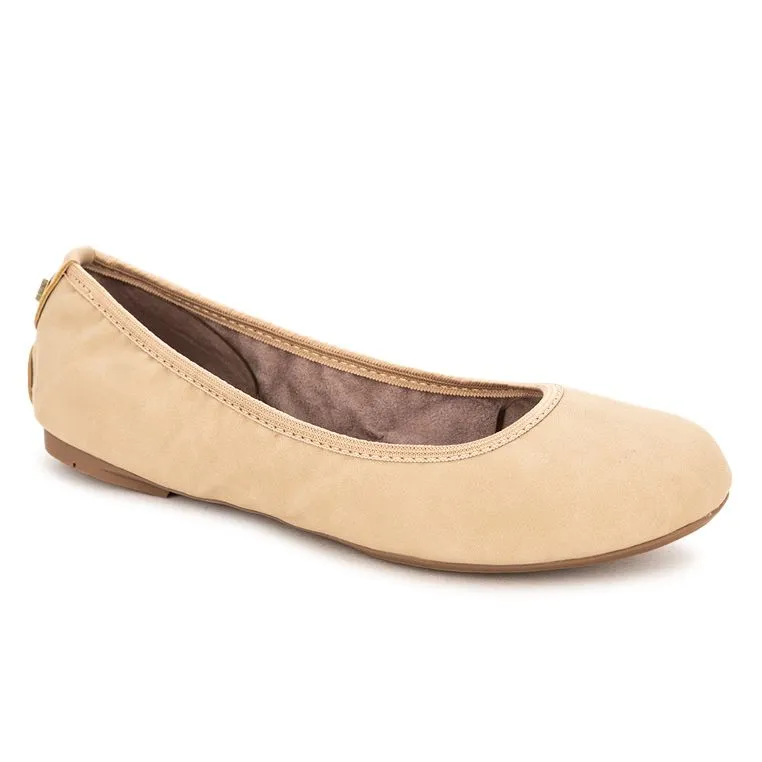 SOPHIA Ballet Flat Shoes - Sand Burnished Suede