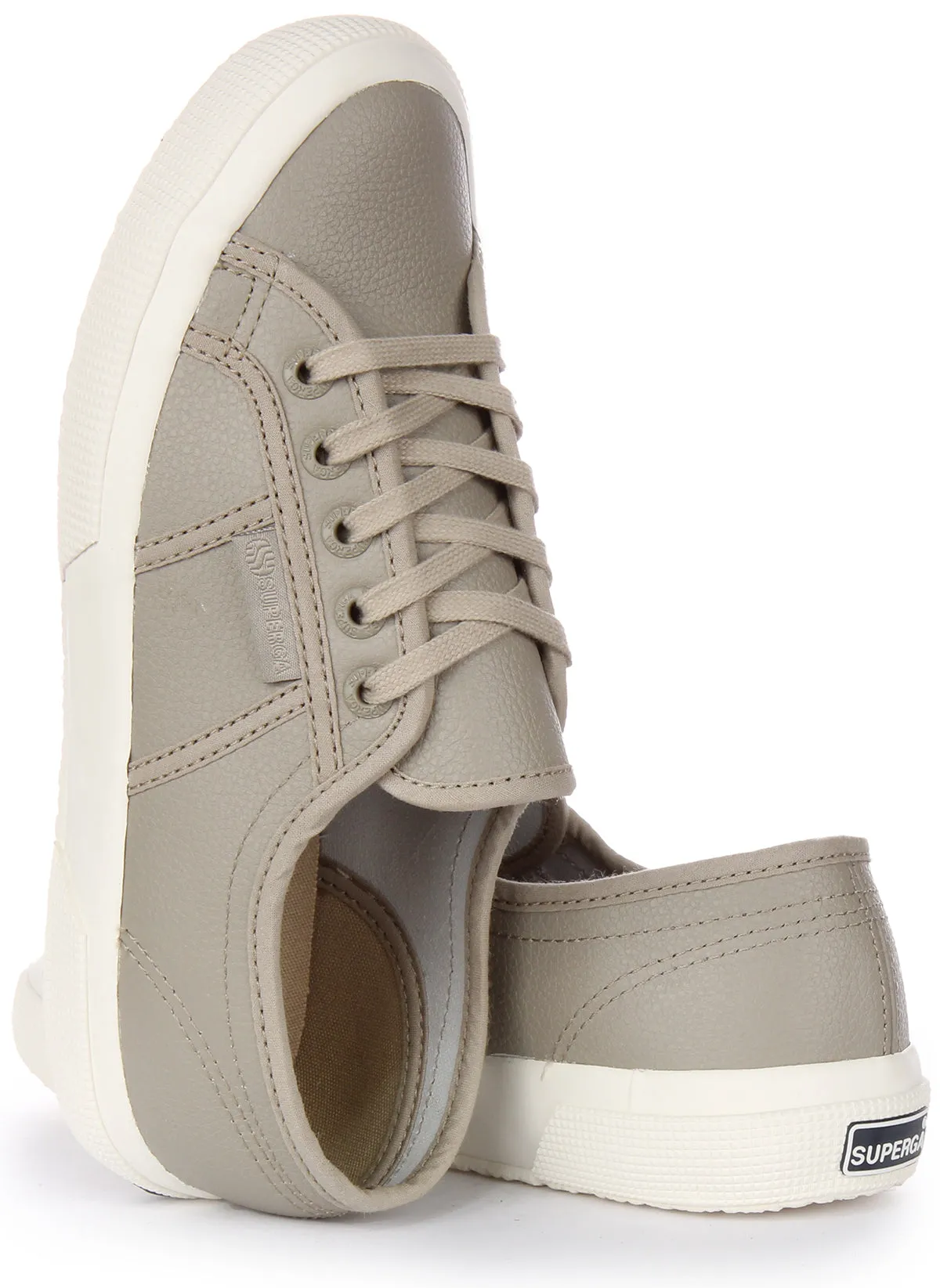 Superga 2750 Tumbled Leather In Grey For Unisex