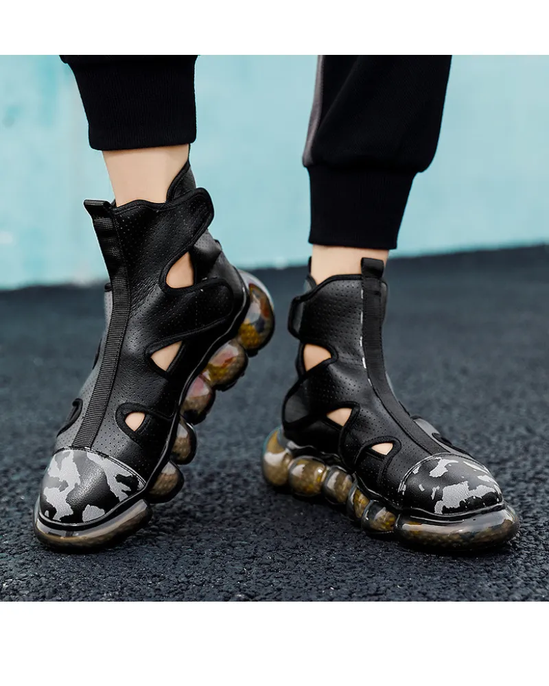 Techwear Hollowed-Out High-Top Sandals Sneakers