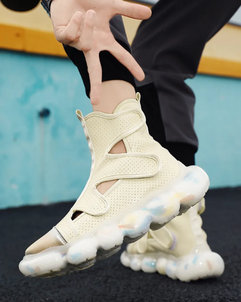 Techwear Hollowed-Out High-Top Sandals Sneakers