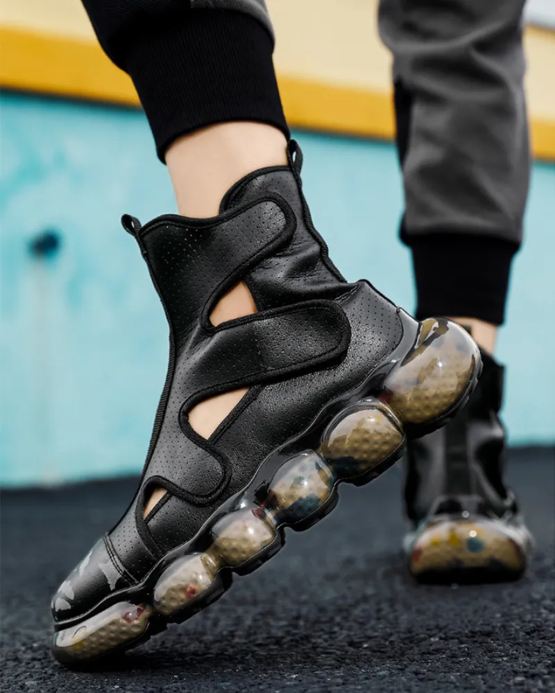 Techwear Hollowed-Out High-Top Sandals Sneakers