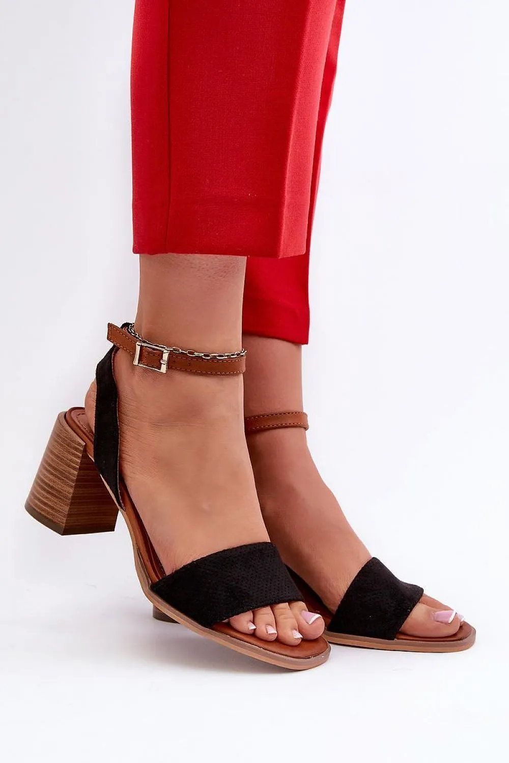 TEEK - Eco-Suede Strap Block Heel Sandals