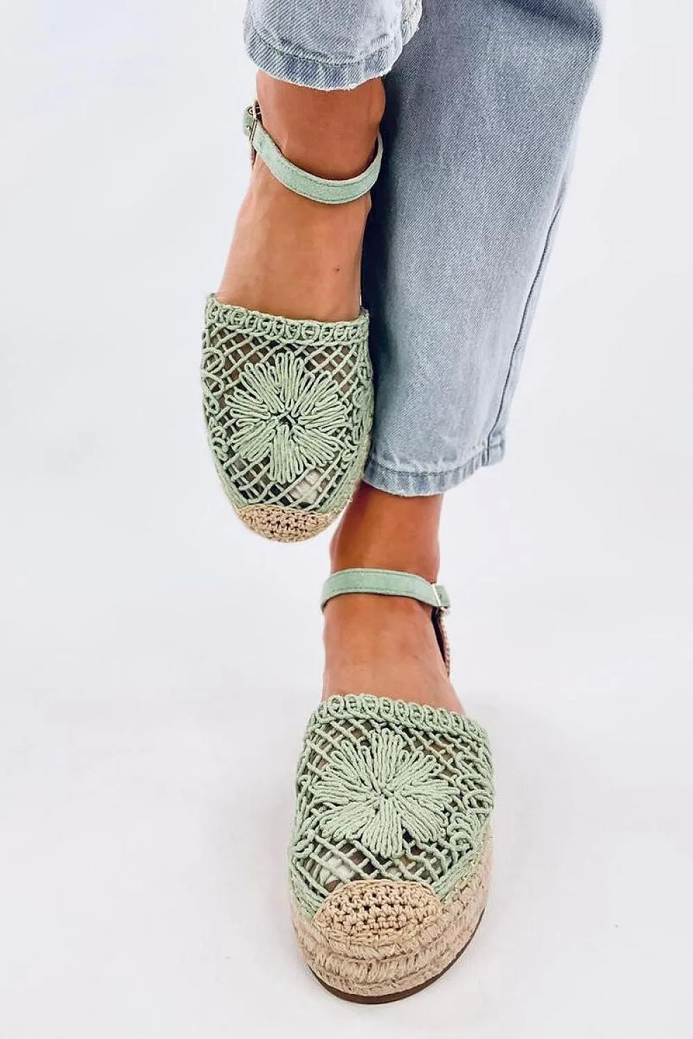 TEEK - Green Bloom Knit Espadrilles Sandals