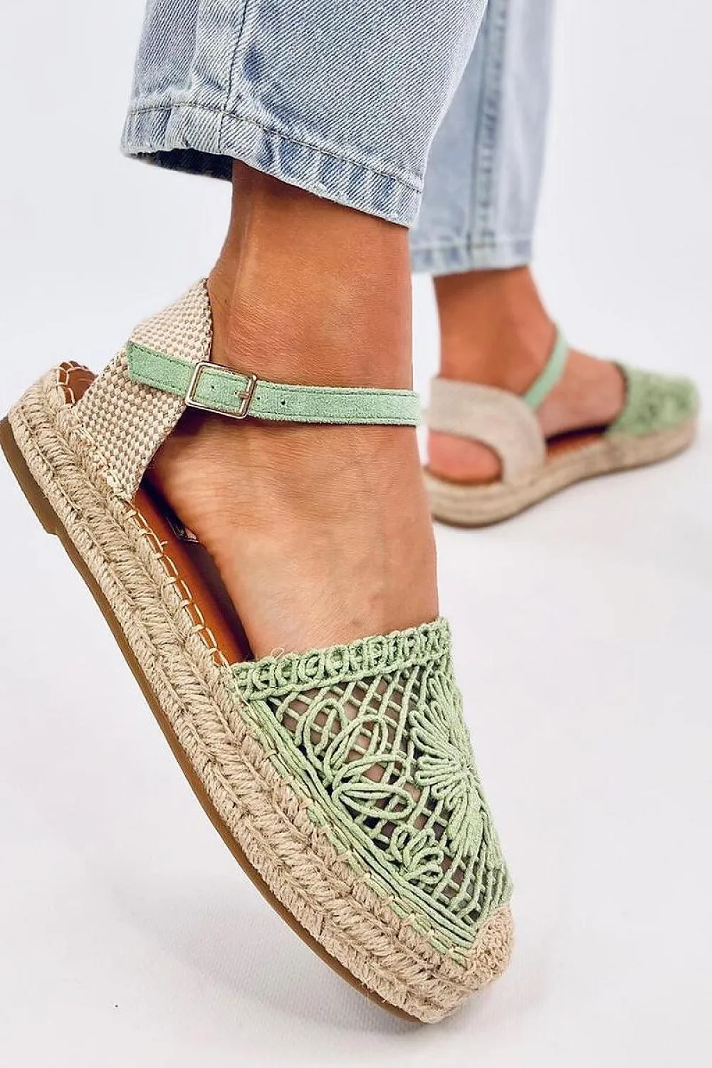 TEEK - Green Bloom Knit Espadrilles Sandals