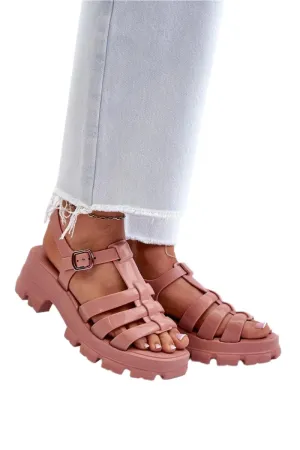 TEEK - Pink Raised Platform Gladiator Sandals