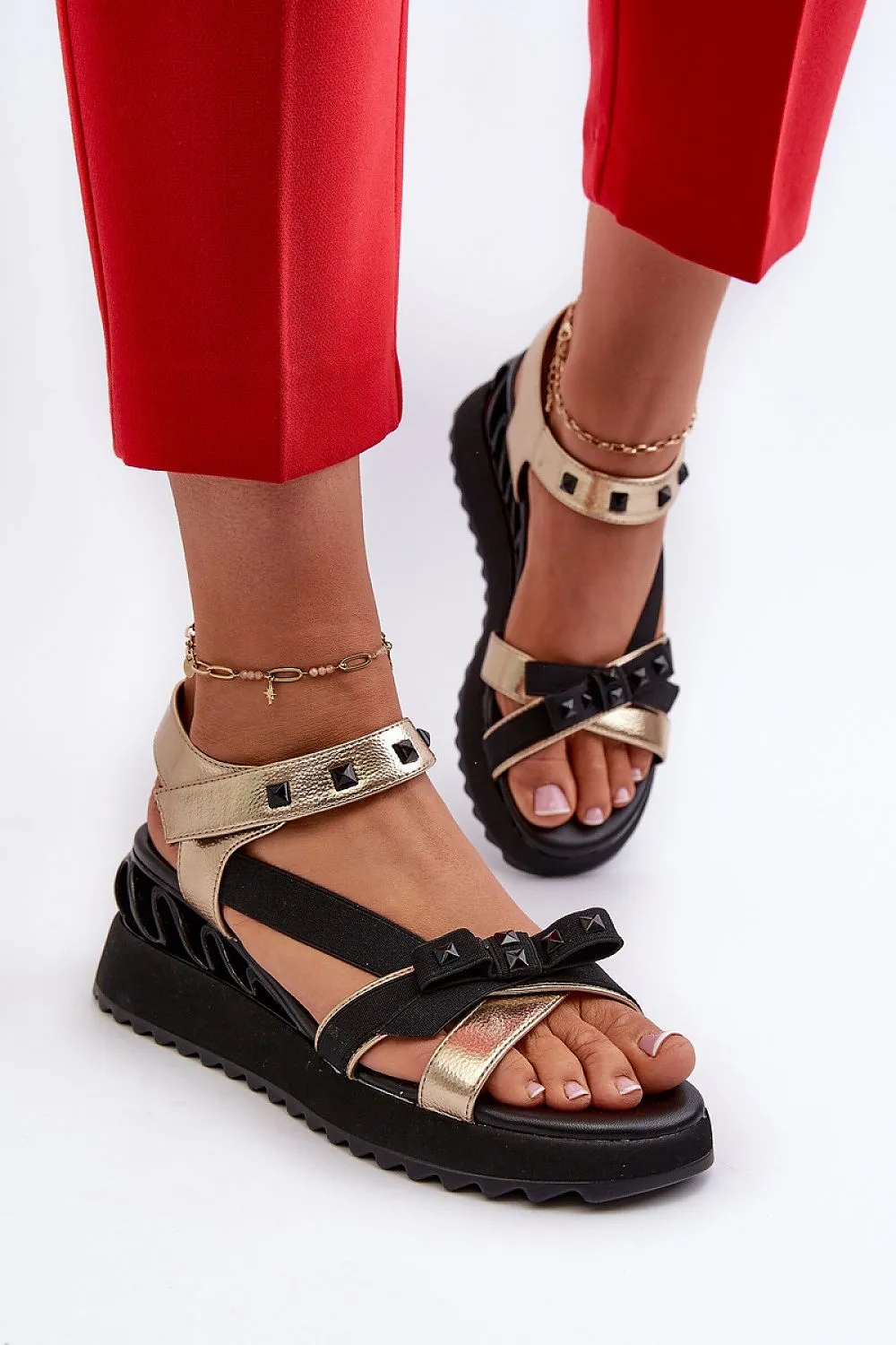 TEEK - Popped Bow Strappy Buskin Sandal