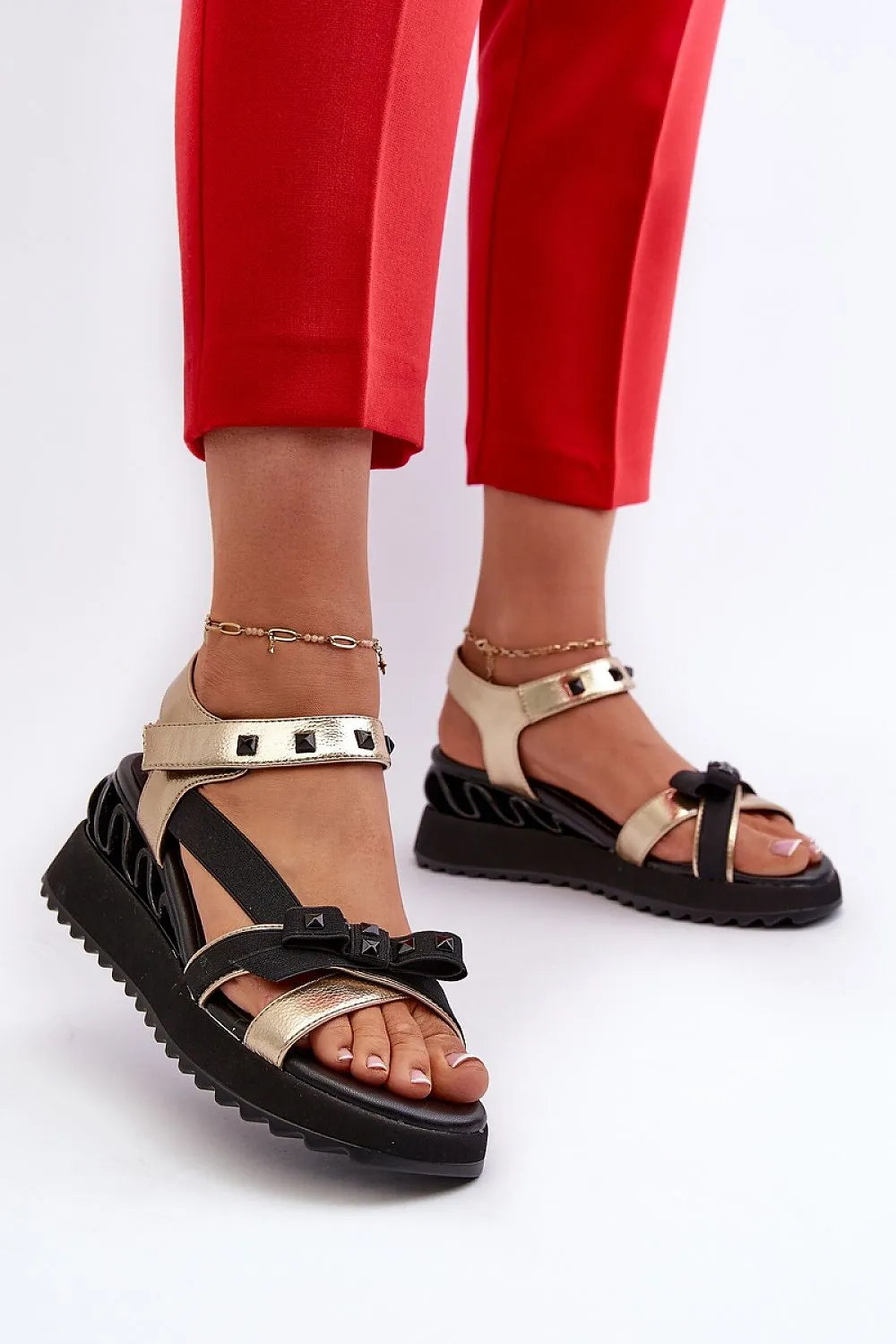 TEEK - Popped Bow Strappy Buskin Sandal