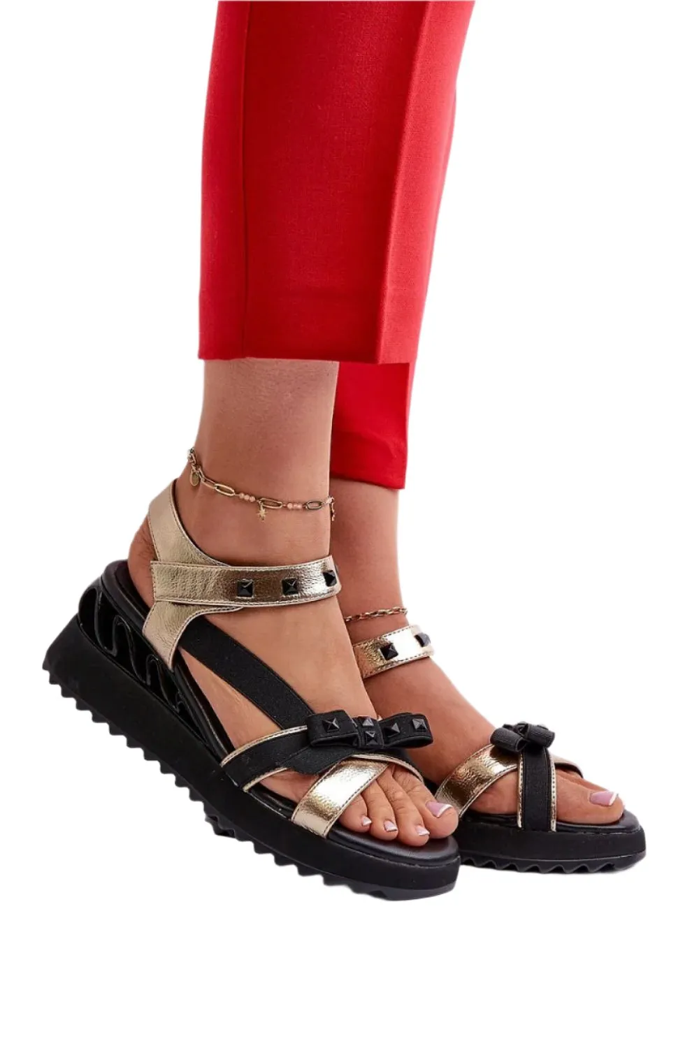 TEEK - Popped Bow Strappy Buskin Sandal