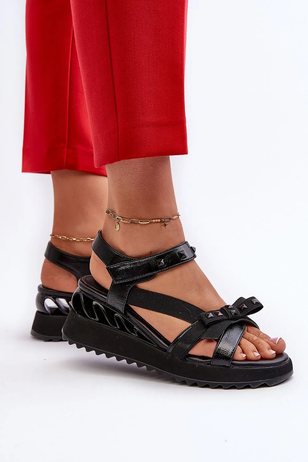 TEEK - Popped Bow Strappy Buskin Sandal