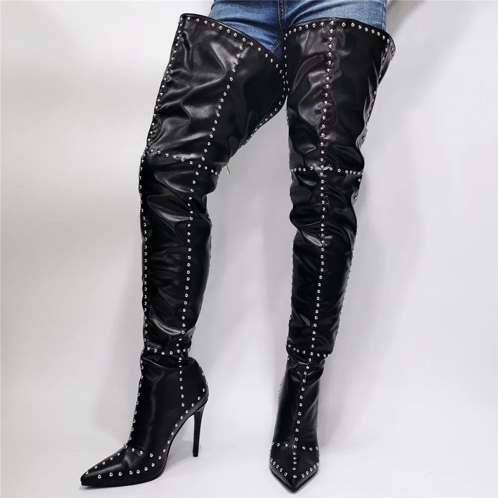 TEEK - Rivet Thigh High Ride Boots