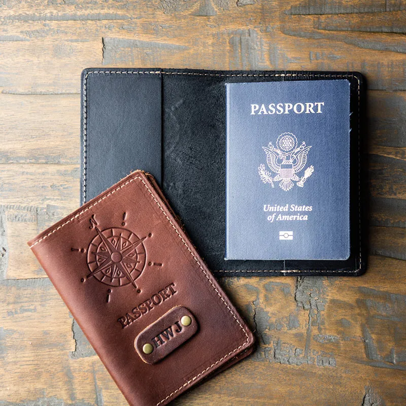 The Expedition Personalized Leather Passport Cover