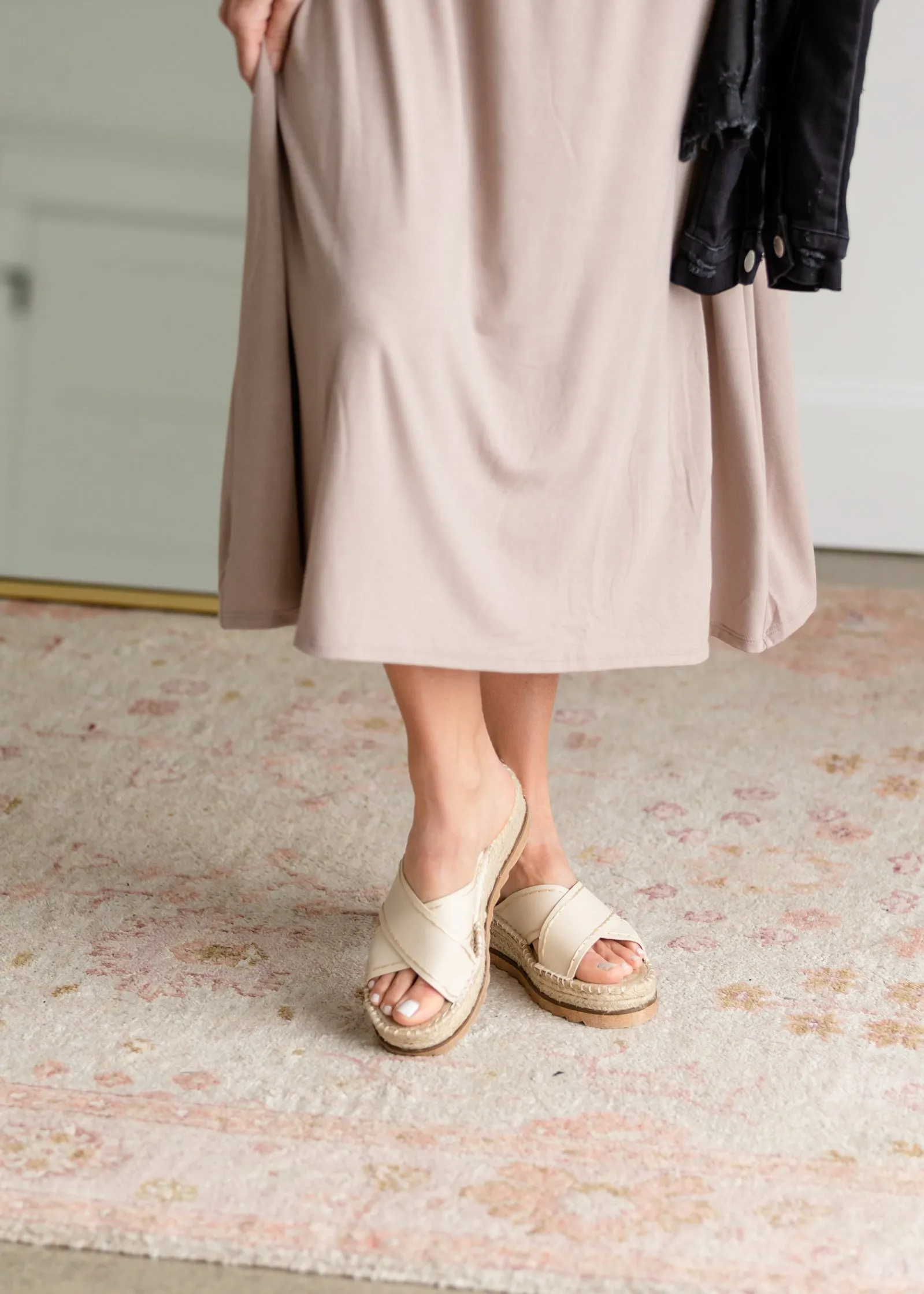 The Lucia Beige Slip On Espadrille Platform - FINAL SALE