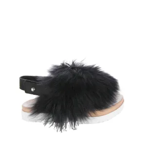 UGG Kids Black Fluffy Holly Sandal