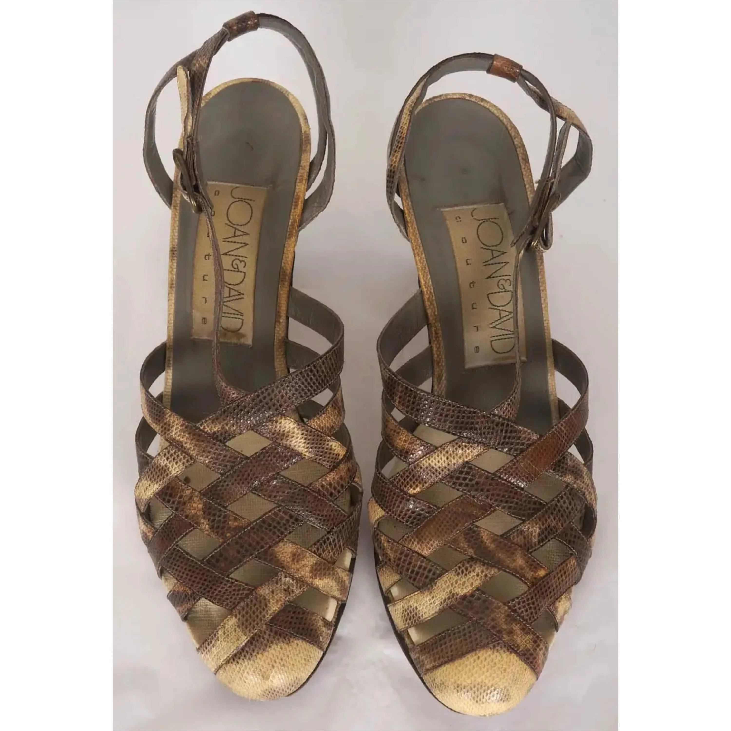 Vintage 1980s Joan & David Couture Shoes Sandals Hand Made in Italy Size 7 with Box