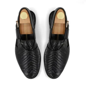 Weaved Peshawari Sandals-Black