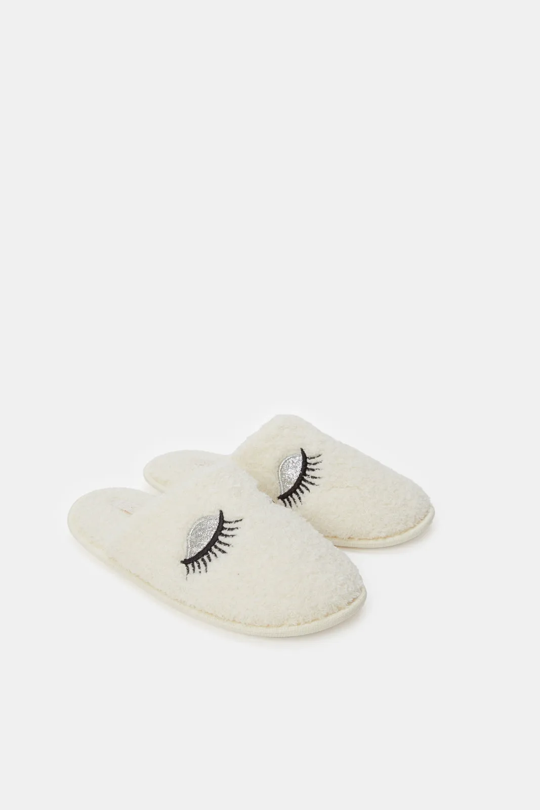 Women Ivory Eyelash Slipper