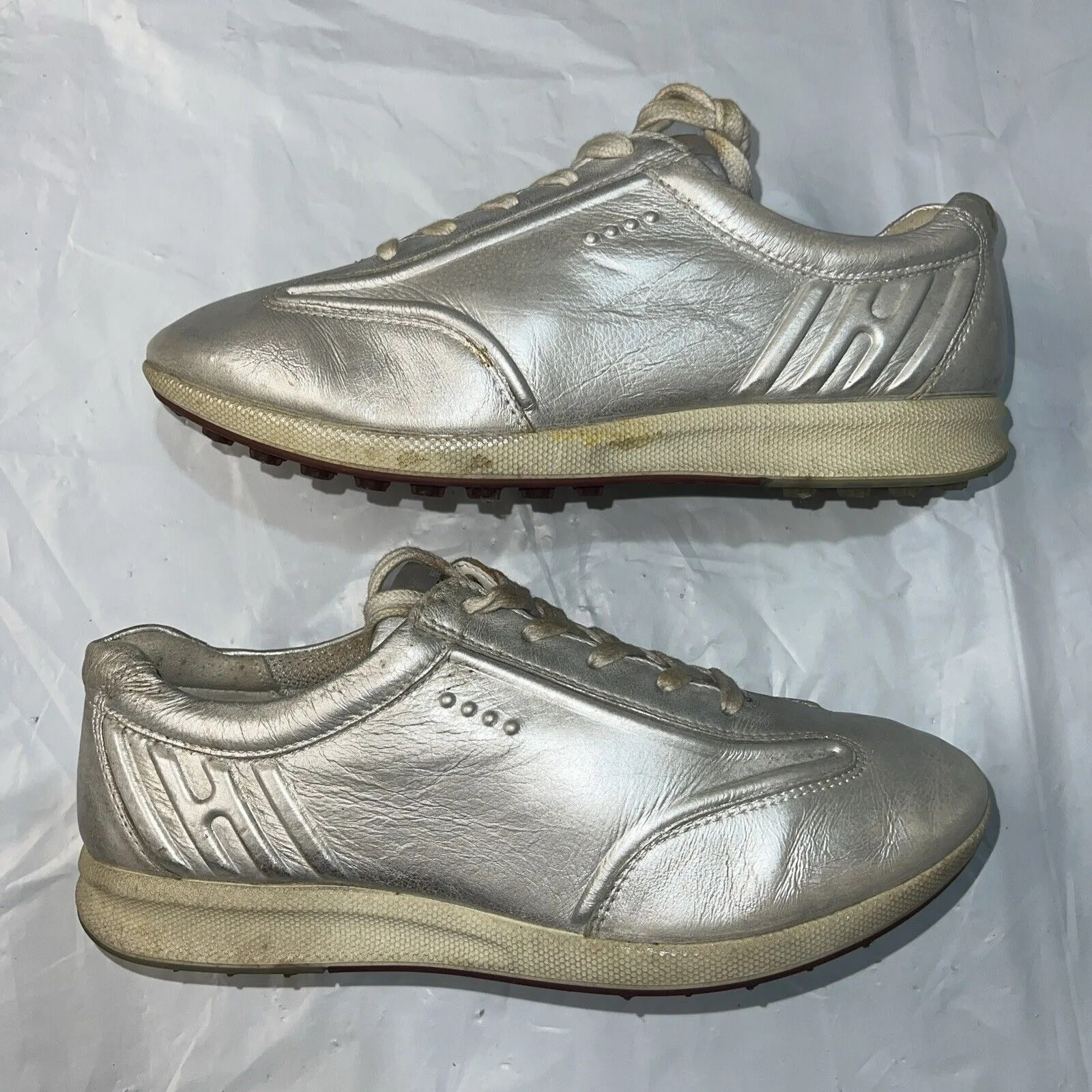 Women’s Ecco Street Hydromax  Leather Spikeless Golf Shoe 38 Metallic Silver