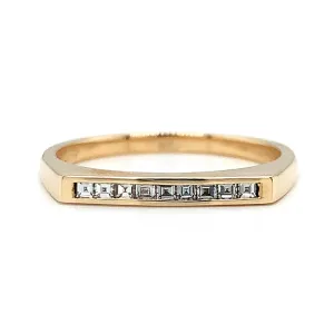 Yellow Gold & Diamond Bar Ring - "Downtown"