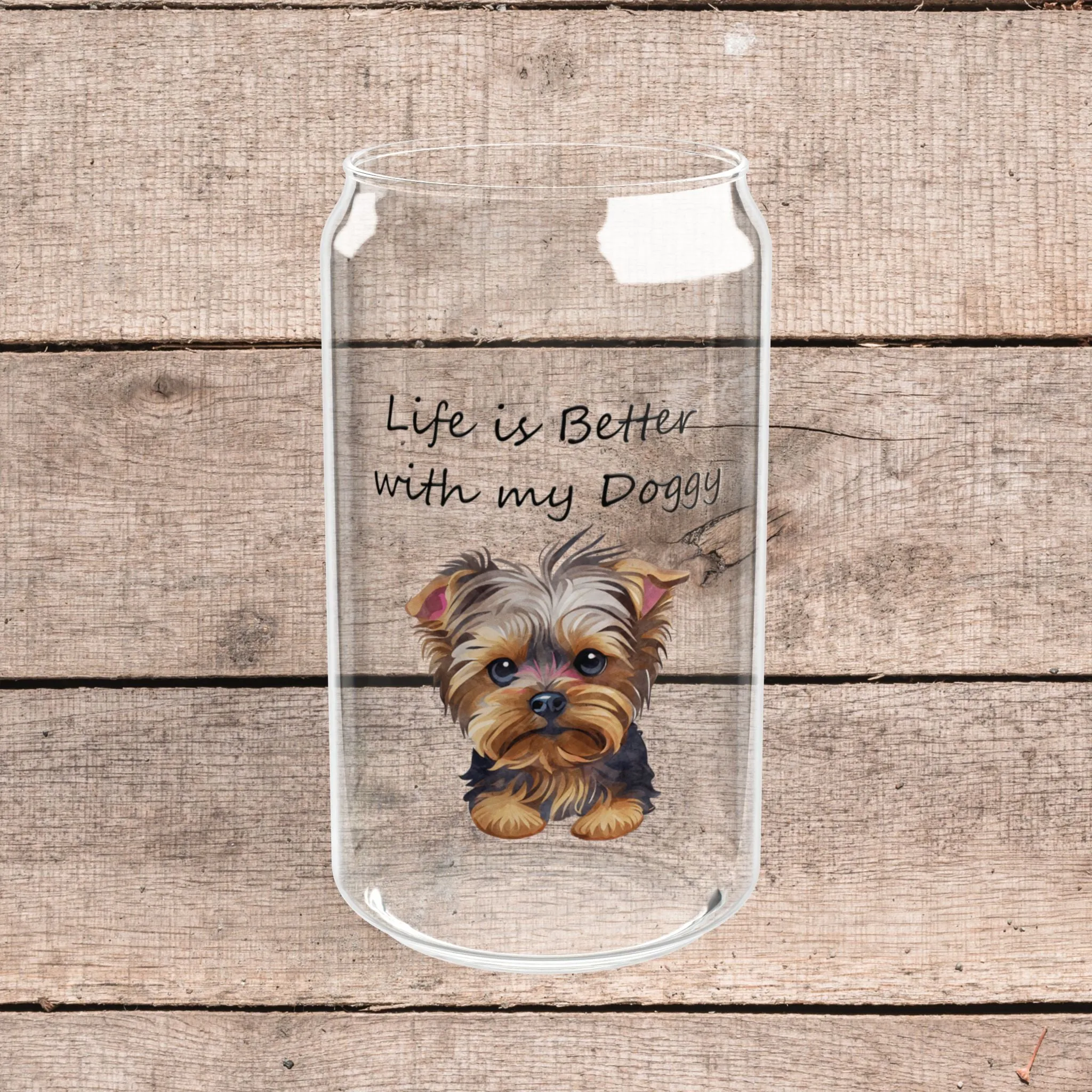 Yorkie Dog on Glass Tumbler - 16oz Sipper Glass for Dog Lovers & Pet Owners | Perfect Gift for Dog People